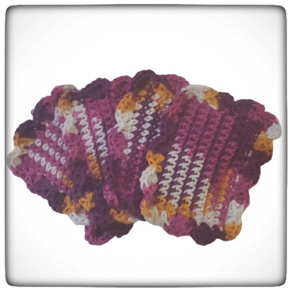 Cotton Reusable Fancy Kitchen Dish Sponges-Set of 4-Multicolor